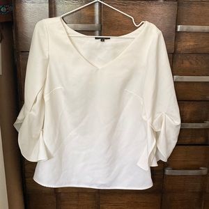 Alberto Makali white blouse with light ruffled sleeves. Size Small.